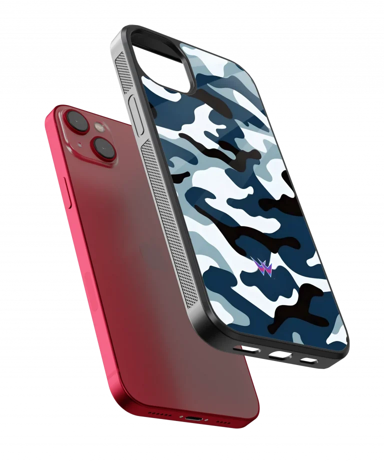 Military Camouflage Blue Glass Case