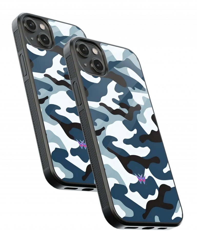 Military Camouflage Blue Glass Case