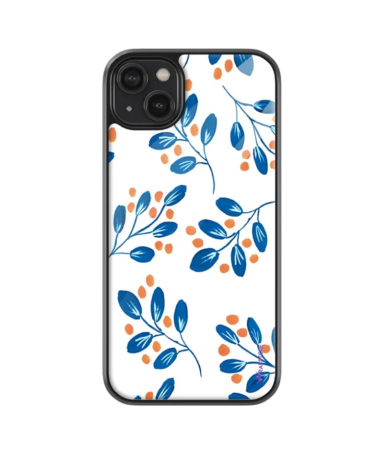Blue Blossoms Glass Case