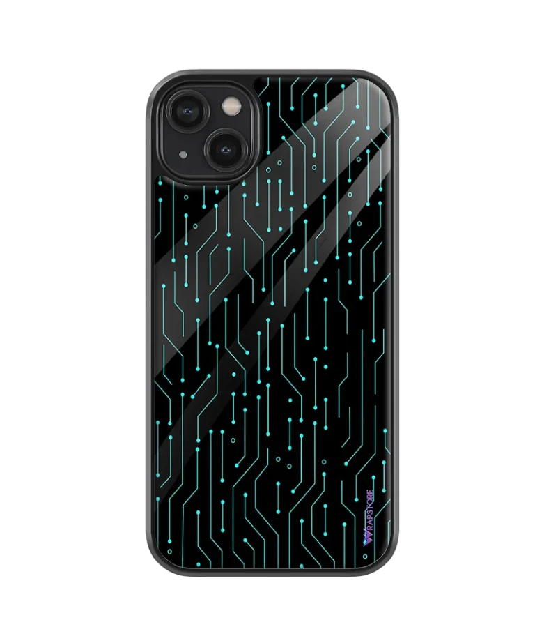 Blue Circuit Glass Case