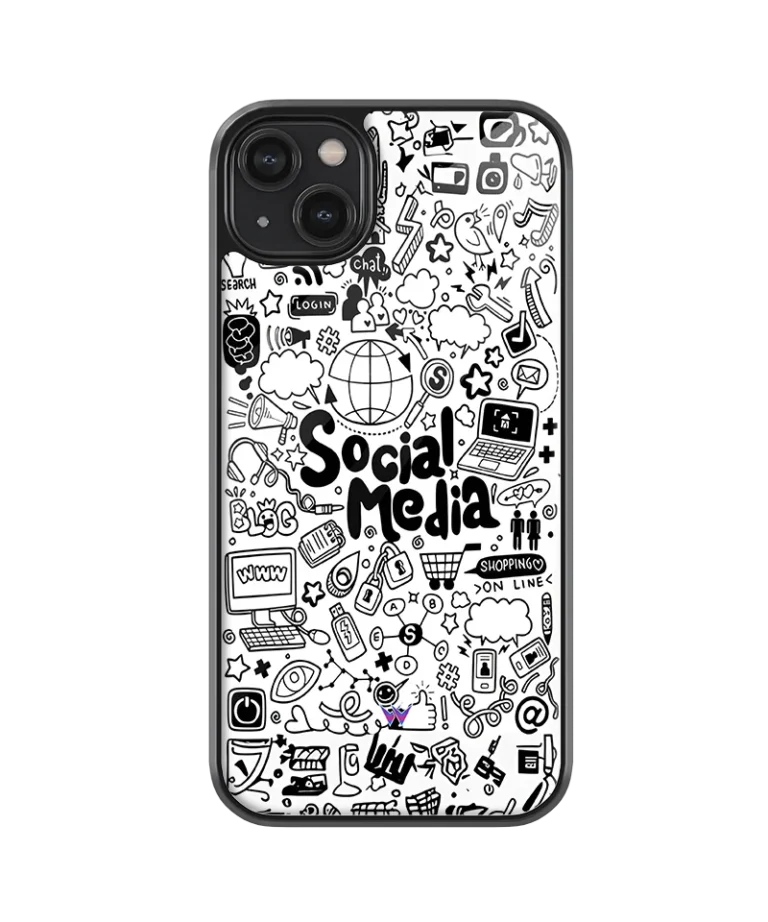 Social Media B&W Glass Case