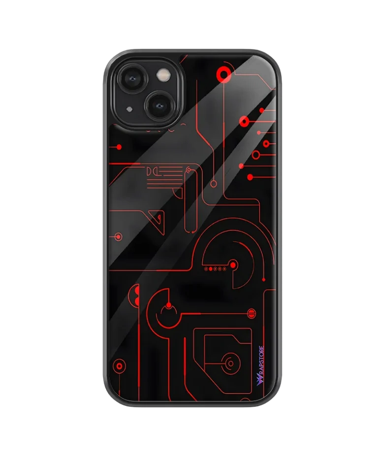 Red Circuit Glass Case