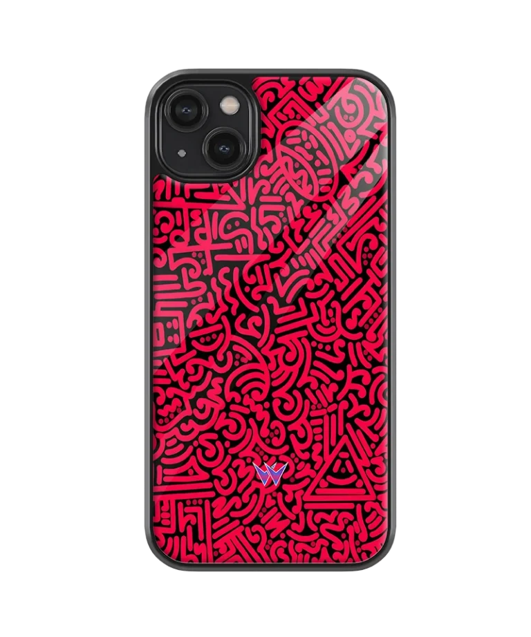 Red Doodle Glass Case