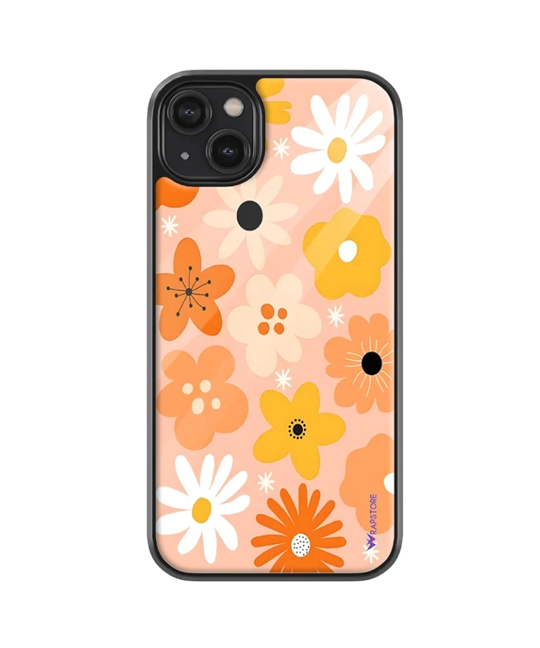 Peach Floral Glass Case
