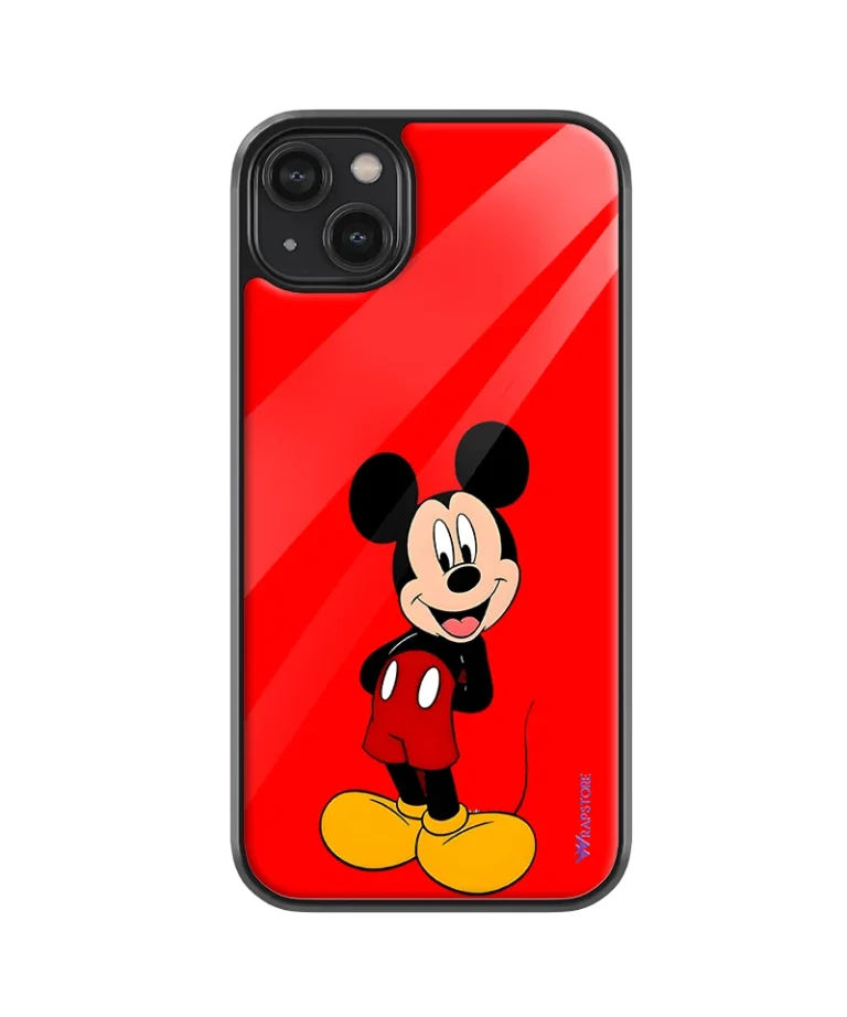 Red Mickey Glass Case