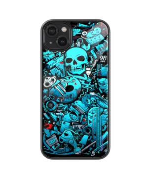 Neon Skulls Glass Case