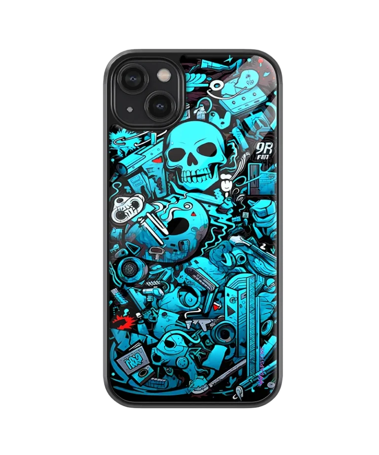 Neon Skulls Glass Case
